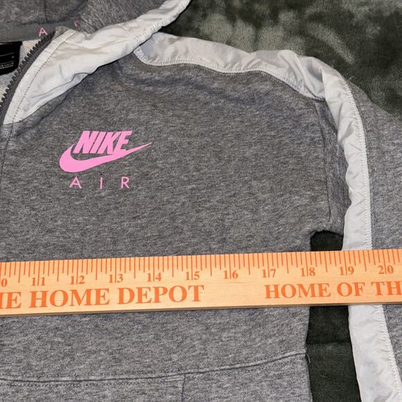 Nike Air Full Zip Hoodie Jacket Girls Large Heather Gray Long Sleeve Activewear - Picture 4 of 9